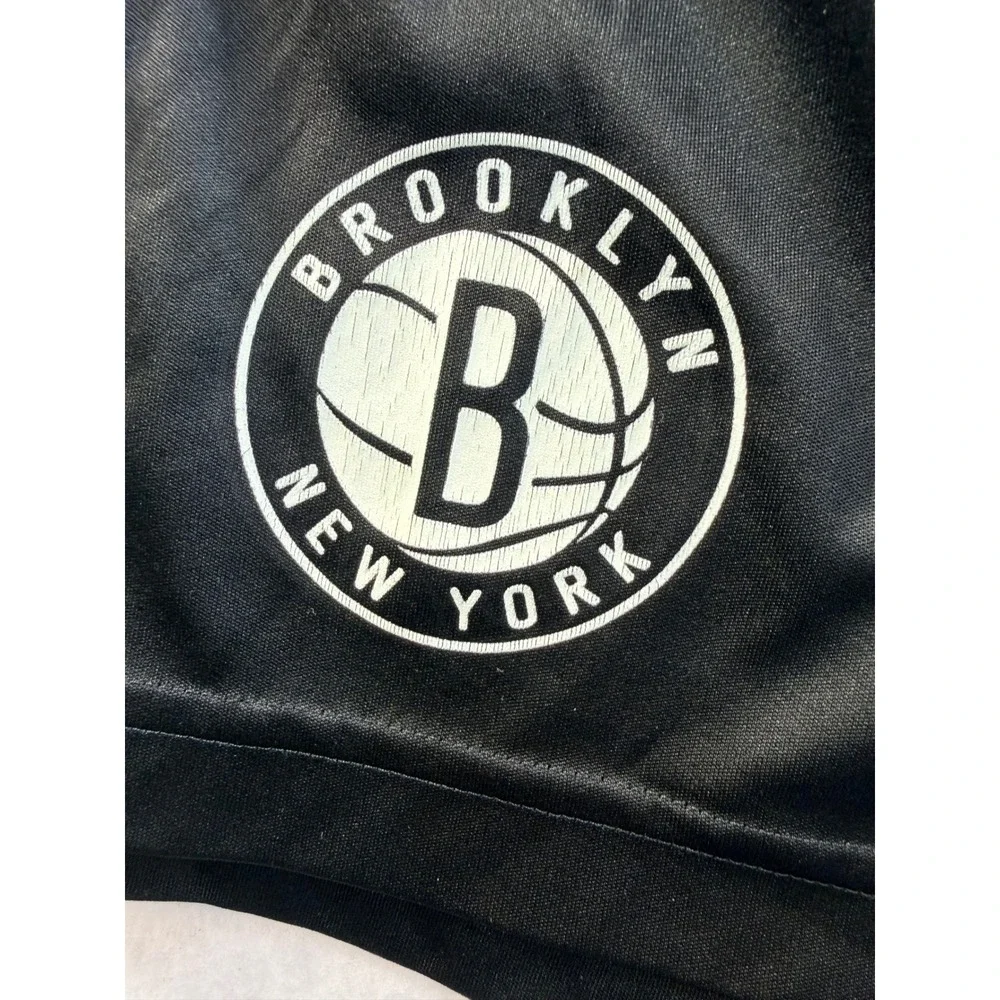 Adidas Brooklyn Nets Basketball Shorts Black White Striped Mens Large Climalite